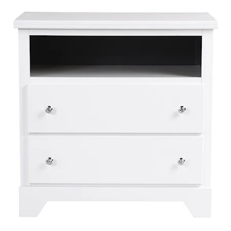 Glossy Media Chest with Open Shelf